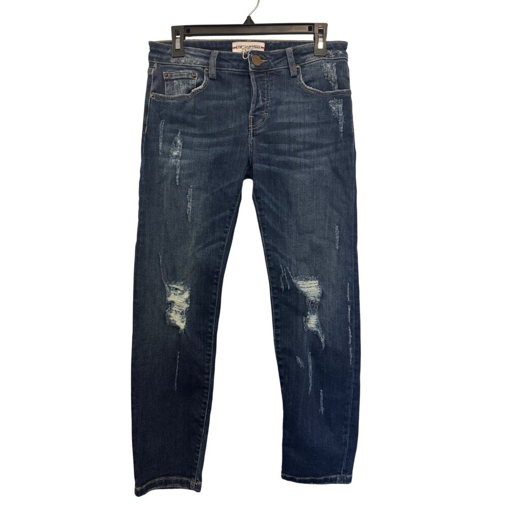 Etienne Marcel Distressed Dark Wash Womens Jeans Size 24 Cotton-Blend Denim Slim